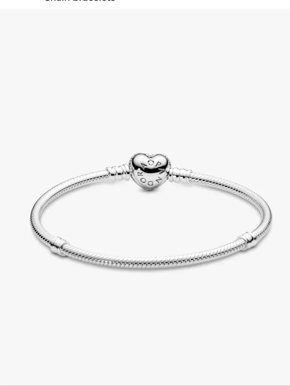 Authentic NEW Pandora Moments Sparkling Heart & Snake Chain Bracelet S925ALE CZ